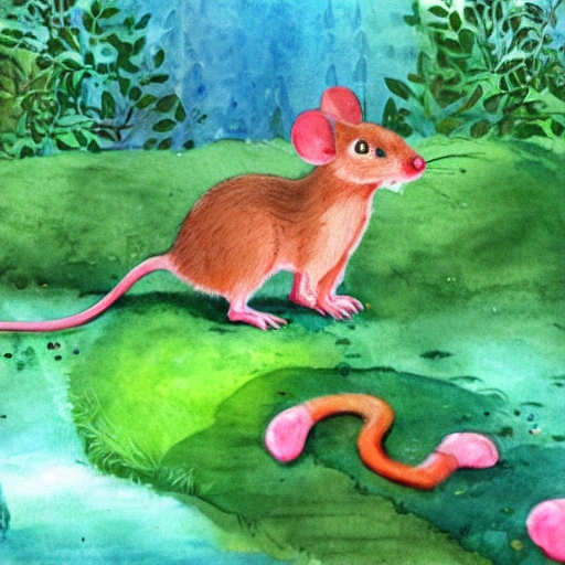 THE STORY OF SCAMPER, THE LITTLE MOUSE OF THE BIG FOREST IN THE POLLUTED CITY, FOR A CHILDRENS BOOK., Water Color