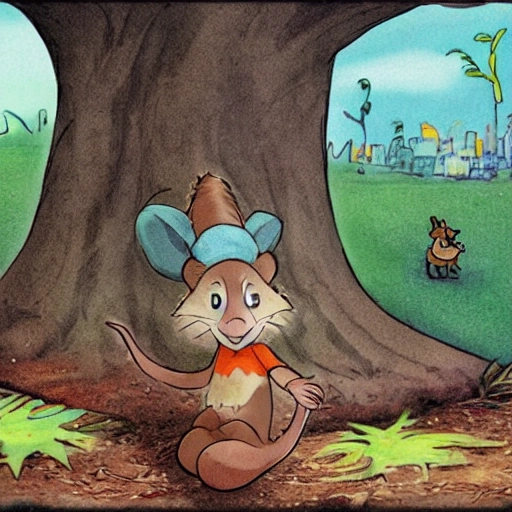 THE STORY OF SCAMPER, THE LITTLE MOUSE OF THE BIG FOREST IN THE POLLUTED CITY, FOR A CHILDRENS BOOK., Cartoon