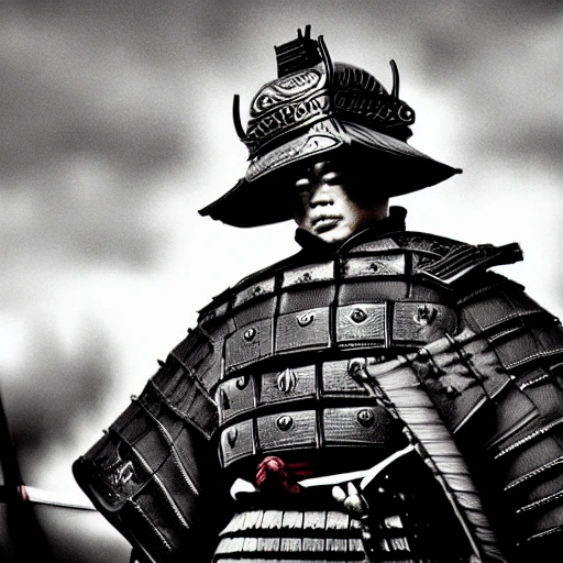 Visualize a powerful samurai in the midst of an important historical moment, displaying their skill and bravery as they make a decisive move that will change the course of history