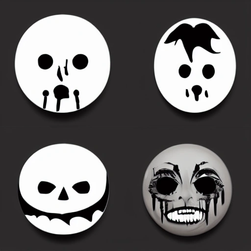 make a horror logo with a black face and white eyes