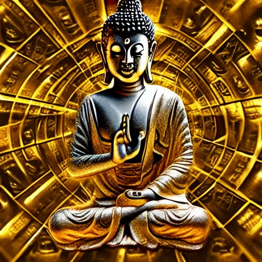 buddha gold, render, center, star wars, poster, desing, on coins, twitch, , Trippy