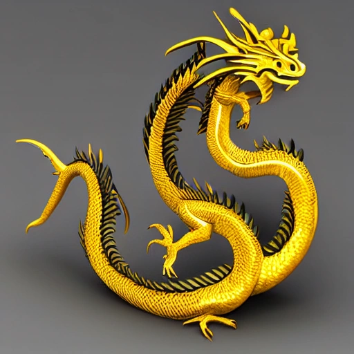 Oriental Dragon, Black And Gold, 3d - Arthub.ai