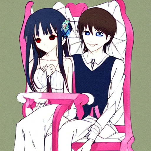 Anime couple in a throne