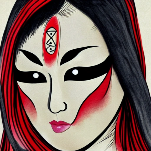 katrina face illustration kabuki