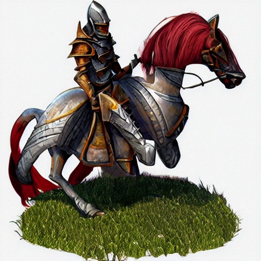 Fantasy, horseman, garden, shinny armor, realistic
