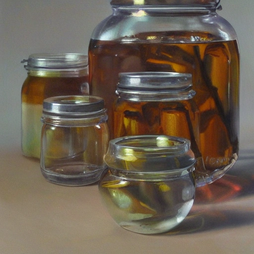 a rack full maple cyrup jars, full of detail,  oil painting, hyperrealistic
