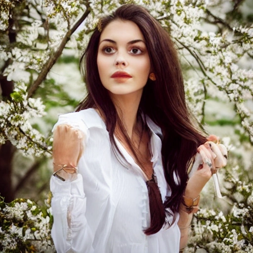 ultra realistic, professional portrait photograph of a gorgeous french girl in spring clothing with long wavy black hair, fashion clothes, trend on instagram
