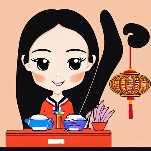 Chinese Gril , Cartoon