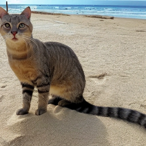 Gato en la playa