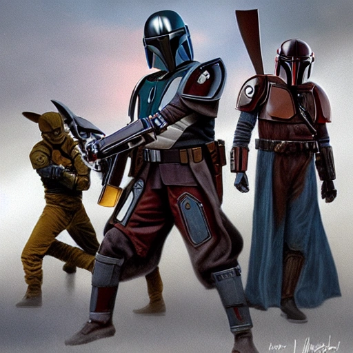 mandalorian art, 8k , realistic, fighting