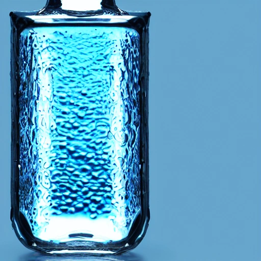 blue liquid in a translucid bottle
