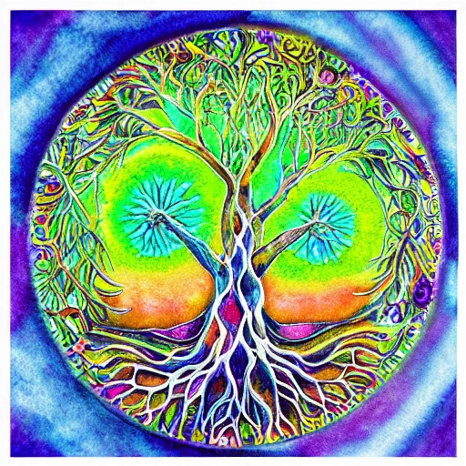 tree of life, Trippy, 3D, Water Color