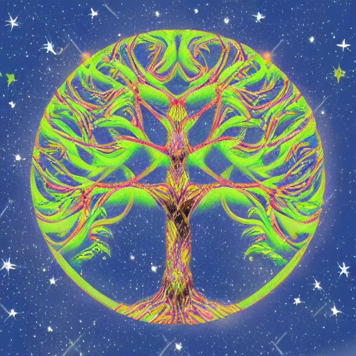 tree of life, and stars, Trippy, 3D