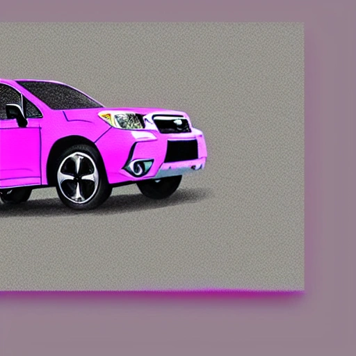 once car subaru forester decide to celebrate woman's day it was bright with rings and hearts in pink hue 3d generated pastel colors detailed image cycles photorealistic, Pencil Sketch