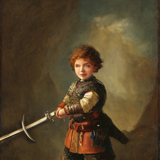 A boy with a sword in a castle