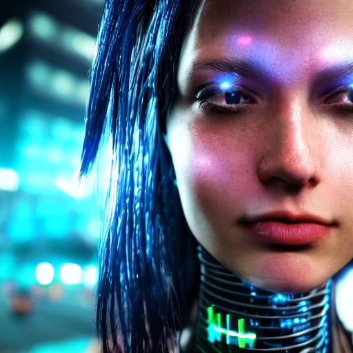 side close up portrait of 1 cyberpunk girl, detailed face, spotlight, cyberpunk city, wired, multicolored, vibrant high contrast, hyperrealistic, photografic, 8k, epic ambient light, octane render