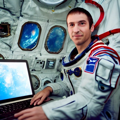 astronaut with computer