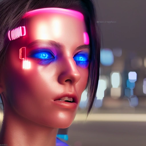 side close up portrait of 1 cyberpunk girl, spotlight, cyberpunk city, multicolored, vibrant high contrast, hyperrealistic, photografic, 8k, epic ambient light, octane render