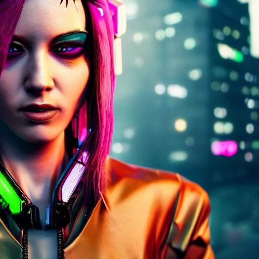 side close up portrait of 1 cyberpunk girl, detailed face, spotl ...