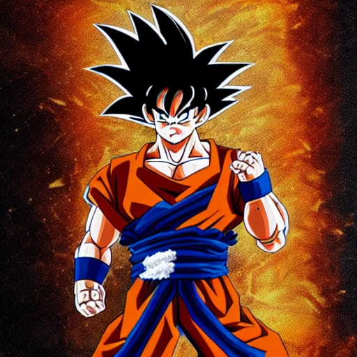 Goku, in samurai armor, with electricity, dark background
, 3D