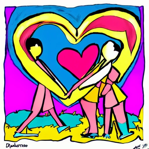 dia de san valentin , Cartoon colores vivos 