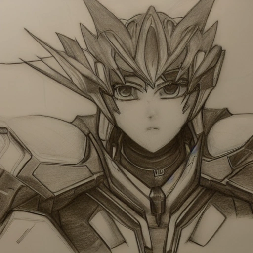 Detailed Portrait sketch of Epyon Gundam, Pencil Sketch, 8k