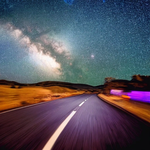 auto en el espacio fondo de estrellas y un mono andando en moto