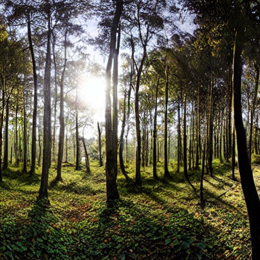 Foto panorámica de un bosque de abedul hiperrealista, con luz natural, entorno nevado