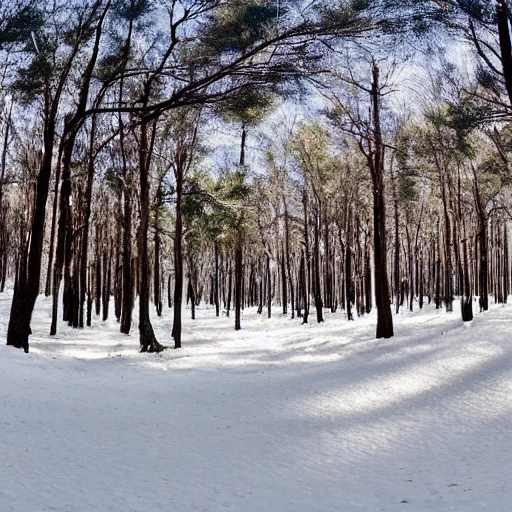 Foto panorámica de un bosque de abedul hiperrealista en invierno, con luz natural, entorno nevado, con una chicha de espaldas rubia, vistiendo elegante ropa de moda de invierno, ((de pie afuera del impresionante bosque de abedules)), (composición de imagen centrada), (graduación de color profesional) , ((luz difusa suave y brillante)), niebla volumétrica, tendencia en instagram