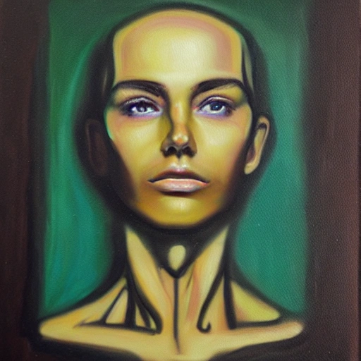 An artificial intelligence that draws a self portrait of it self, Oil Painting