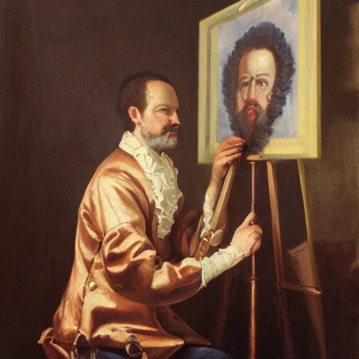 a man painting a picture of himself, baroque style

