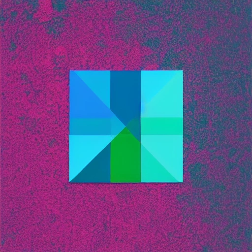 Create an abstract image for AI instagram account profile picture that incorporates geometric shapes and bold colors, with a focus on blues and greens. The image should convey a sense of creativity and innovation. 