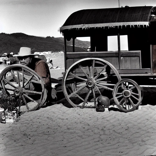 There were farm wagons on the beach and in the shade of the awnings people ate meat with tomato, opened watermelons and drank with their eyes closed, holding the jug up to the light.