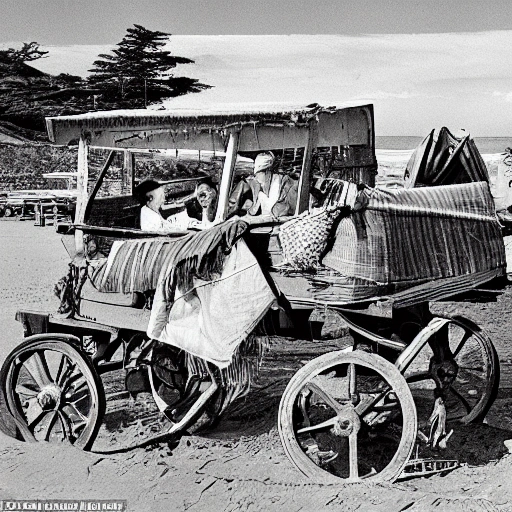 There were farm wagons on the beach and in the shade of the awnings people ate meat with tomato, opened watermelons and drank with their eyes closed, holding the jug up to the light, Cartoon