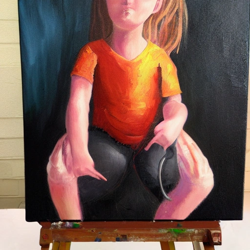 amputee girl, Oil Painting