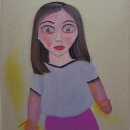 amputee girl, Oil Painting, Cartoon