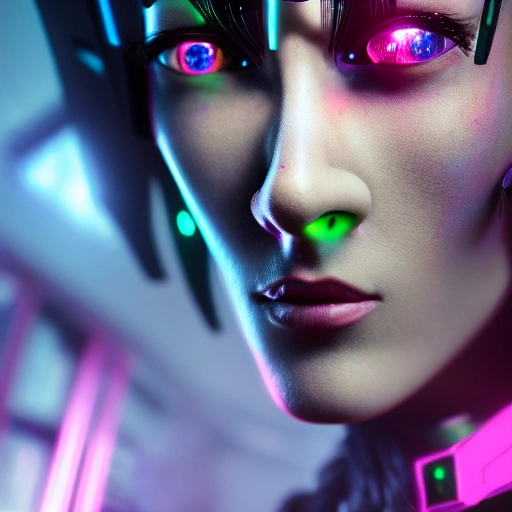 side close up portrait of a cyberpunk girl, full body, detailed face, spotlight, cyberpunk city, wired, multicolored, vibrant high contrast, hyperrealistic, photografic, 8k, epic ambient light, octane render, 3D