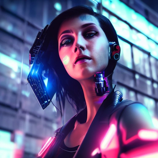 side close up portrait of a cyberpunk girl, full body, detailed face, spotlight, cyberpunk city, wired, multicolored, vibrant high contrast, hyperrealistic, photografic, 8k, epic ambient light, octane render, 3D