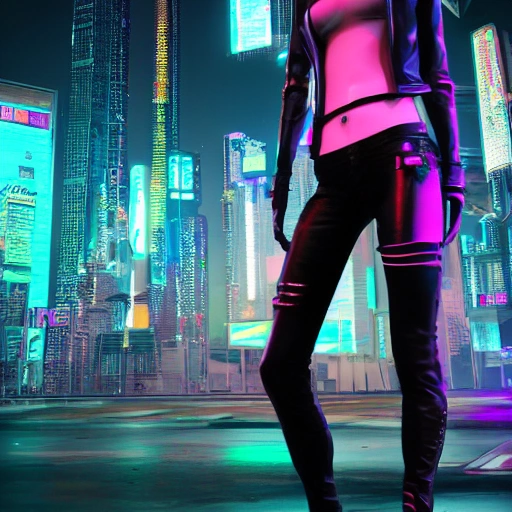 complex 3d render ultra detailed of a cyberpunk girl, full body, detailed face, spotlight, cyberpunk city, wired, multicolored, vibrant high contrast, hyperrealistic, photografic, 8k, epic ambient light, octane render, 3D