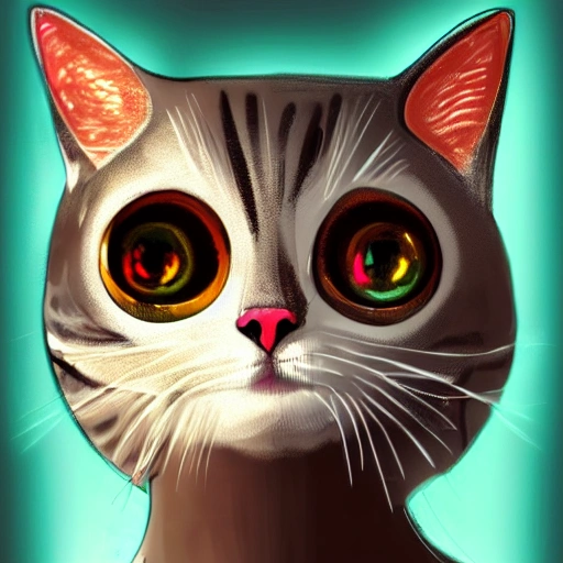 An Intelligent robot cat portrait based on ChatGPT, art station, stylized, 4K, cinema lighting, Digital Art , detailed