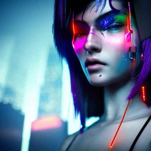 complex 3d render ultra detailed of a cyberpunk girl, detailed f ...