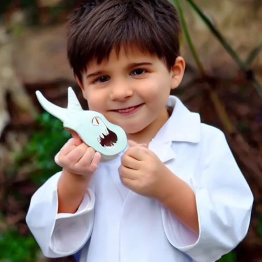 crea un dinodoctor usando una bata blanca, tierno, sonriendo, en calidad HD, 4k, que tenga de fondo por el día de San Valentín