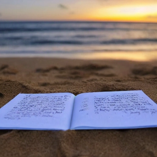 Una varita en forma de rama escribiendo en la playa un texto