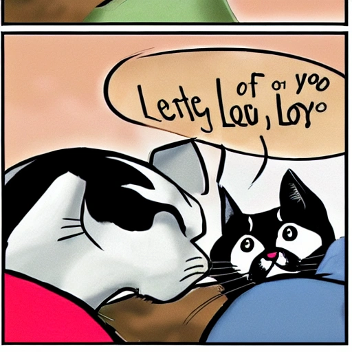 Kitty and dog seeing face to face with love, Cartoon