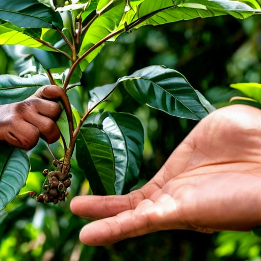  a hand holding a cup from which a coffee plant protrudes for a Costa Rican coffee brand, Cartoon