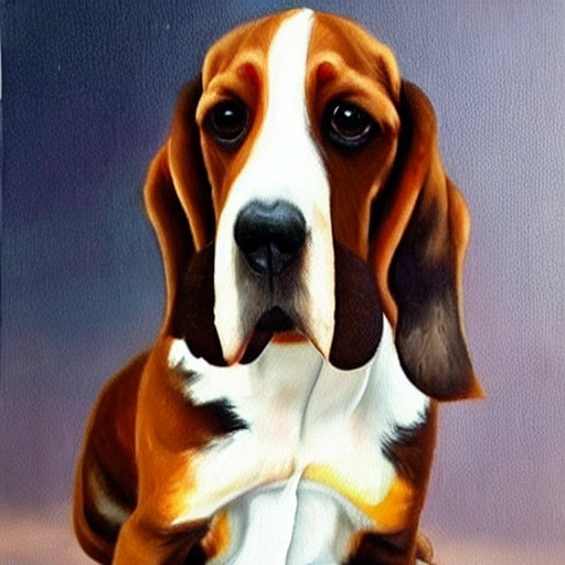 Basset Hound, realistic, Oil Painting