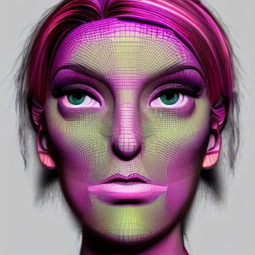 mujer bella, 3D, Trippy