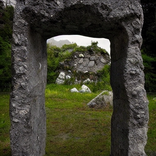 A magical portal Runico Stone that inside you can see a different place 