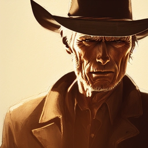 arcane style, cowboy, clint eastwood, detailed waist up portrait, cell shaded, 4 k, concept art, by wlop, ilya kuvshinov, artgerm, krenz cushart, greg rutkowski, pixiv. cinematic dramatic atmosphere, sharp focus, volumetric lighting, cinematic lighting, studio quality