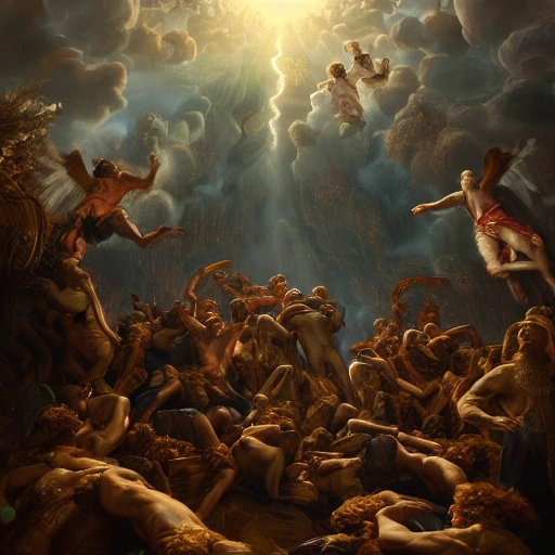 Award-winning, 4K digital picture. Detailed depiction of The vision of the cherubs (Ezekiel 10), masterfully capturing the chaos and drama of the scene. Beautiful lighting and cinematic composition make this piece a true masterpiece, trending on artstation